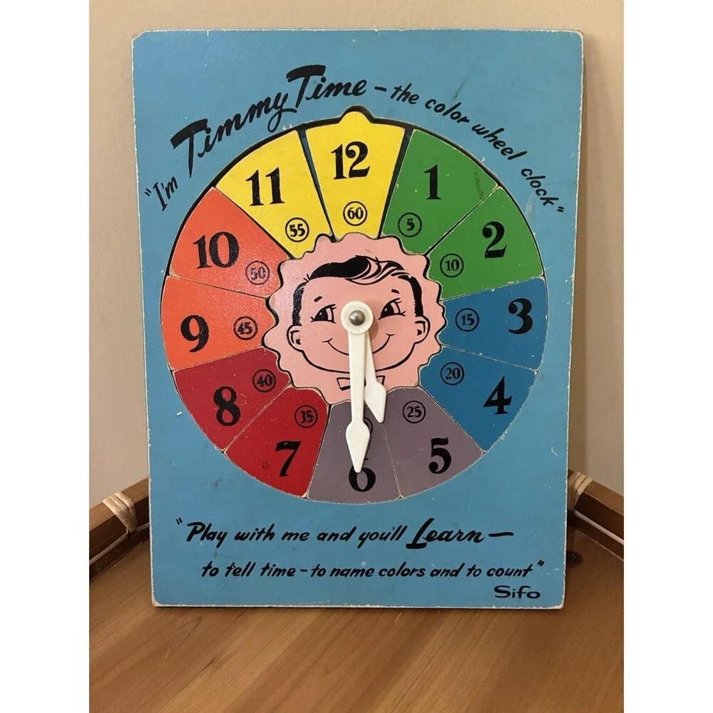 Vintage Puzzle I'M TIMMY TIME Color Wheel Clock Complete 13 Pieces 1960’s